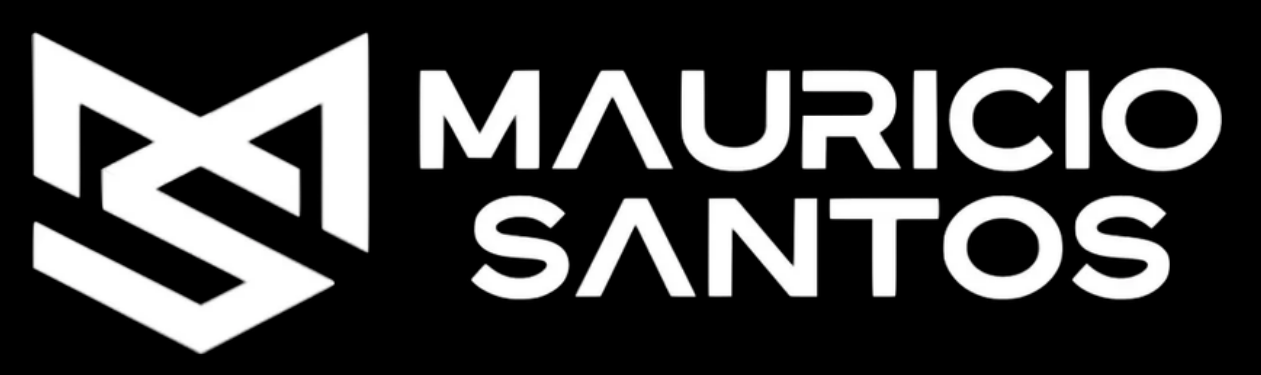 Logotipo DJ Mauricio Santos — versão branca